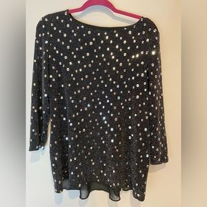 •2/$40• Sequin Black & Silver 3/4 Sleeve Top
